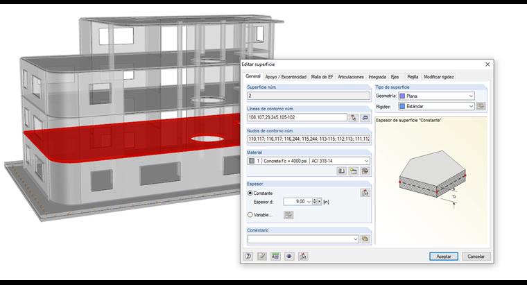 Losa elevada en edificio de hormigón