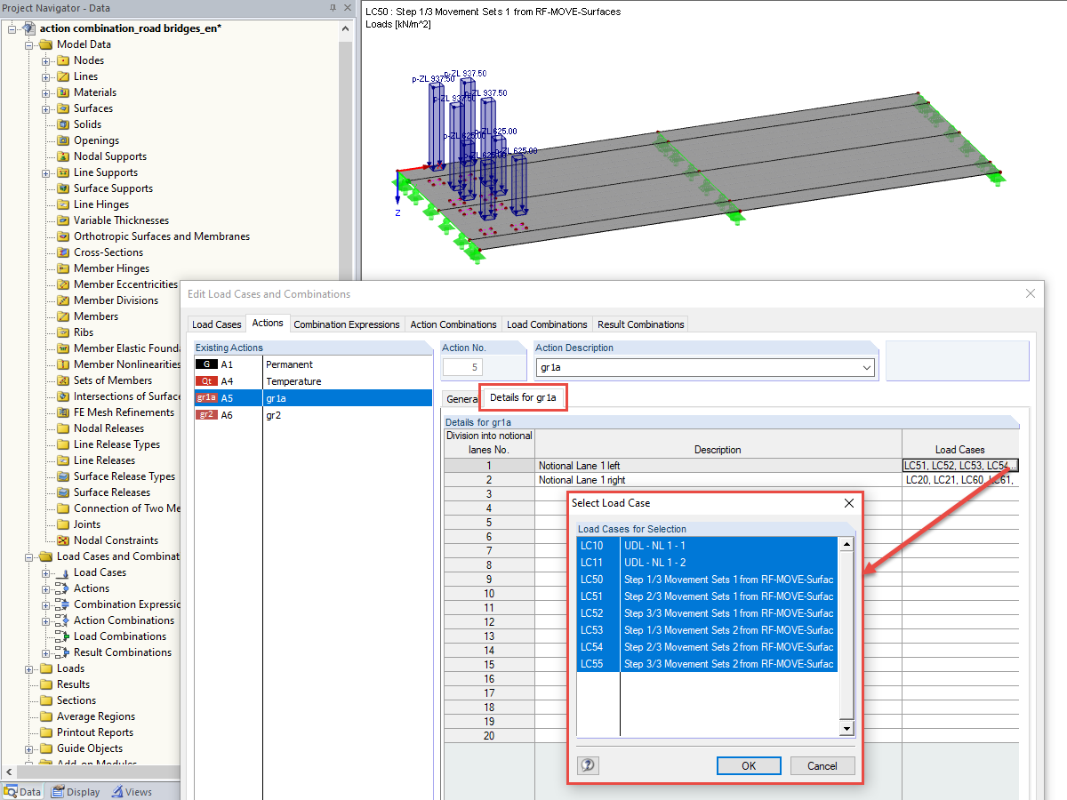 Asignación de casos de carga para el carril con mayor carga - Izquierda