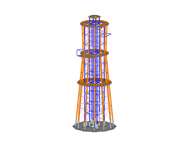 Modelo de la torre mirador en RFEM (© Ingenieurbüro Braun GmbH & Co.KG)