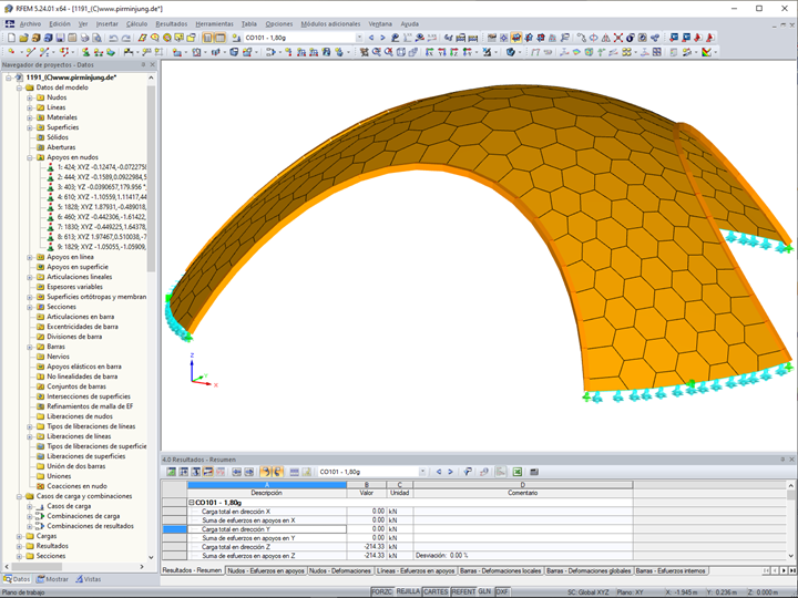 Modelo del pabellón de madera en RFEM (© PIRMIN JUNG)