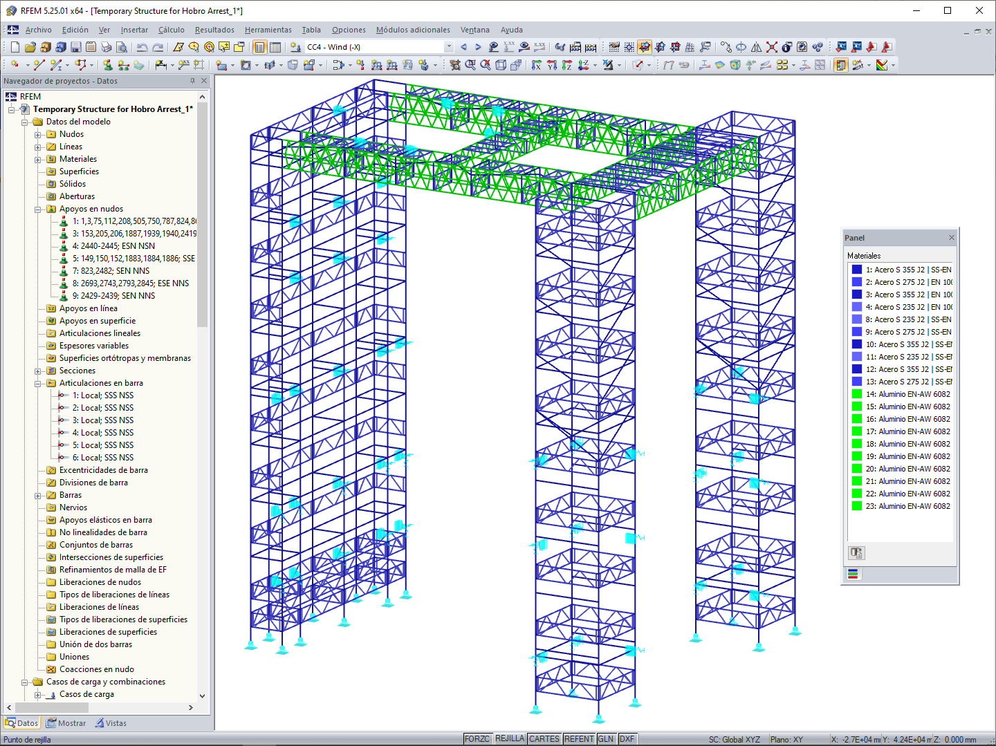 Modelo del andamio en 3D en RFEM (© PlusEight System AB)