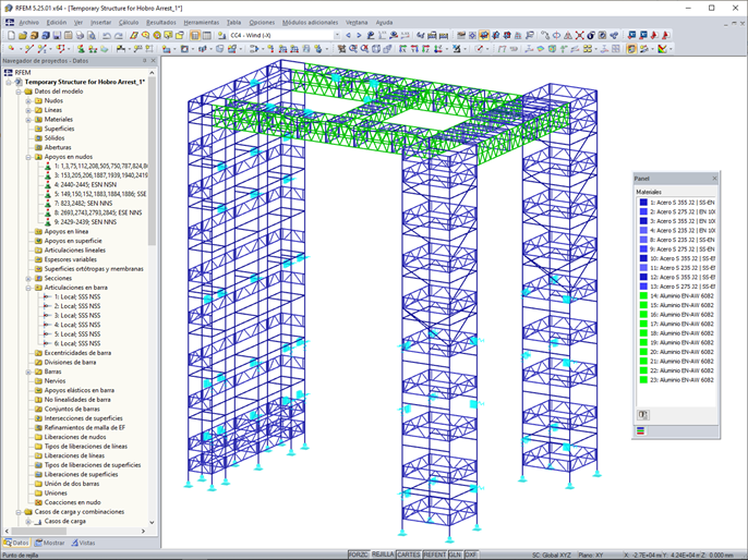 Modelo del andamio en 3D en RFEM (© PlusEight System AB)