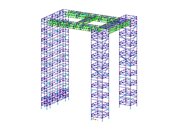 Modelo del andamio en 3D en RFEM (© PlusEight System AB)
