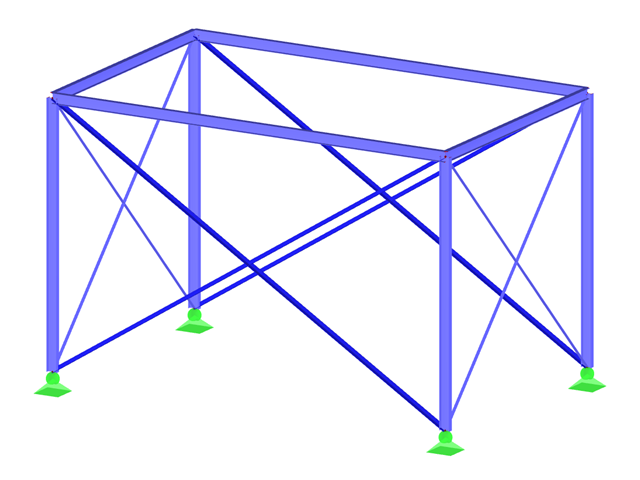 Estructura de pórtico de acero con barras de tracción
