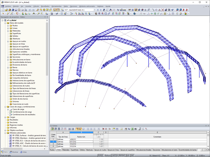 Modelo en 3D de la estructura principal en RFEM (© formTL)