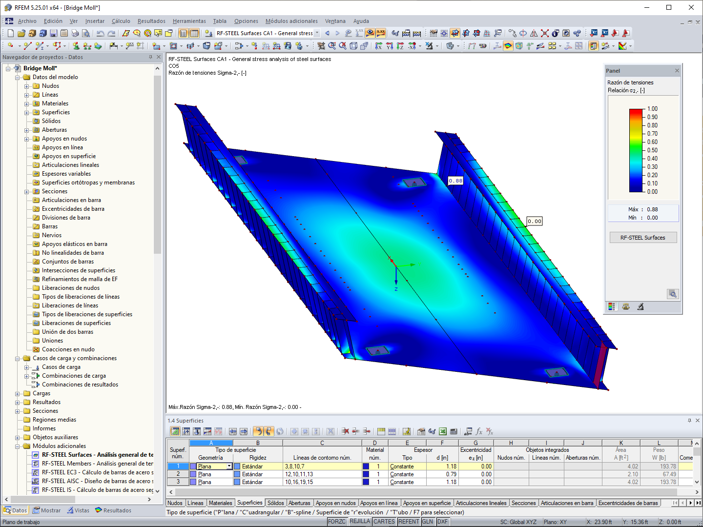 Modelo del puente en 3D en RFEM (© Schröder + Raue)
