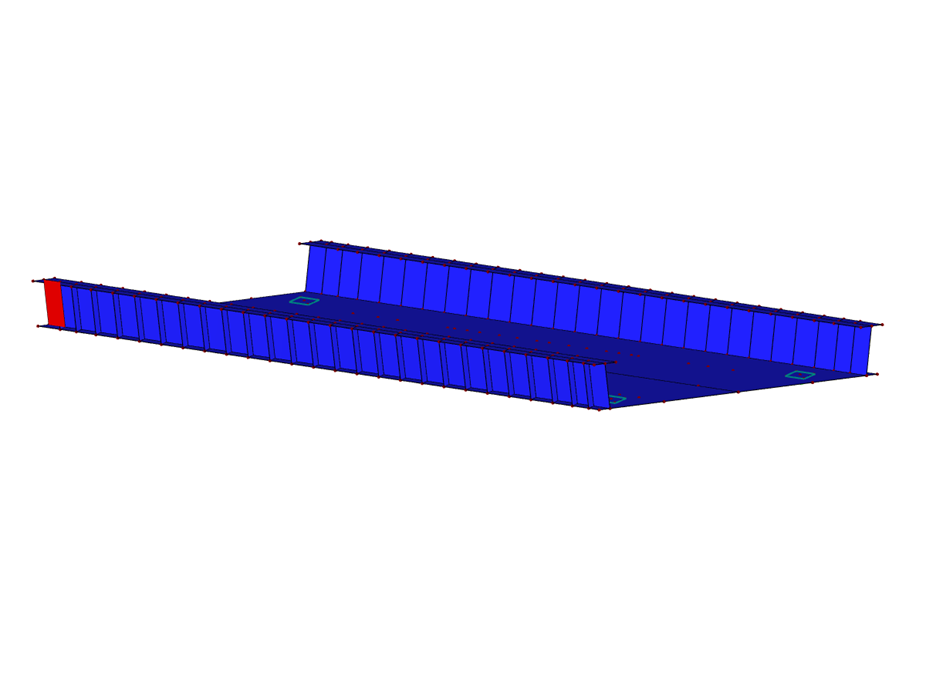 Modelo del puente en 3D en RFEM (© Schröder + Raue)