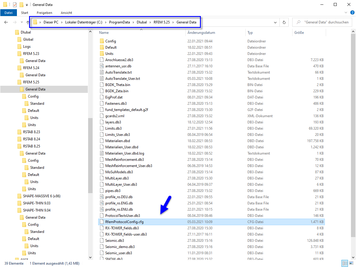 Archivo de configuración para la plantilla de informe de RFEM