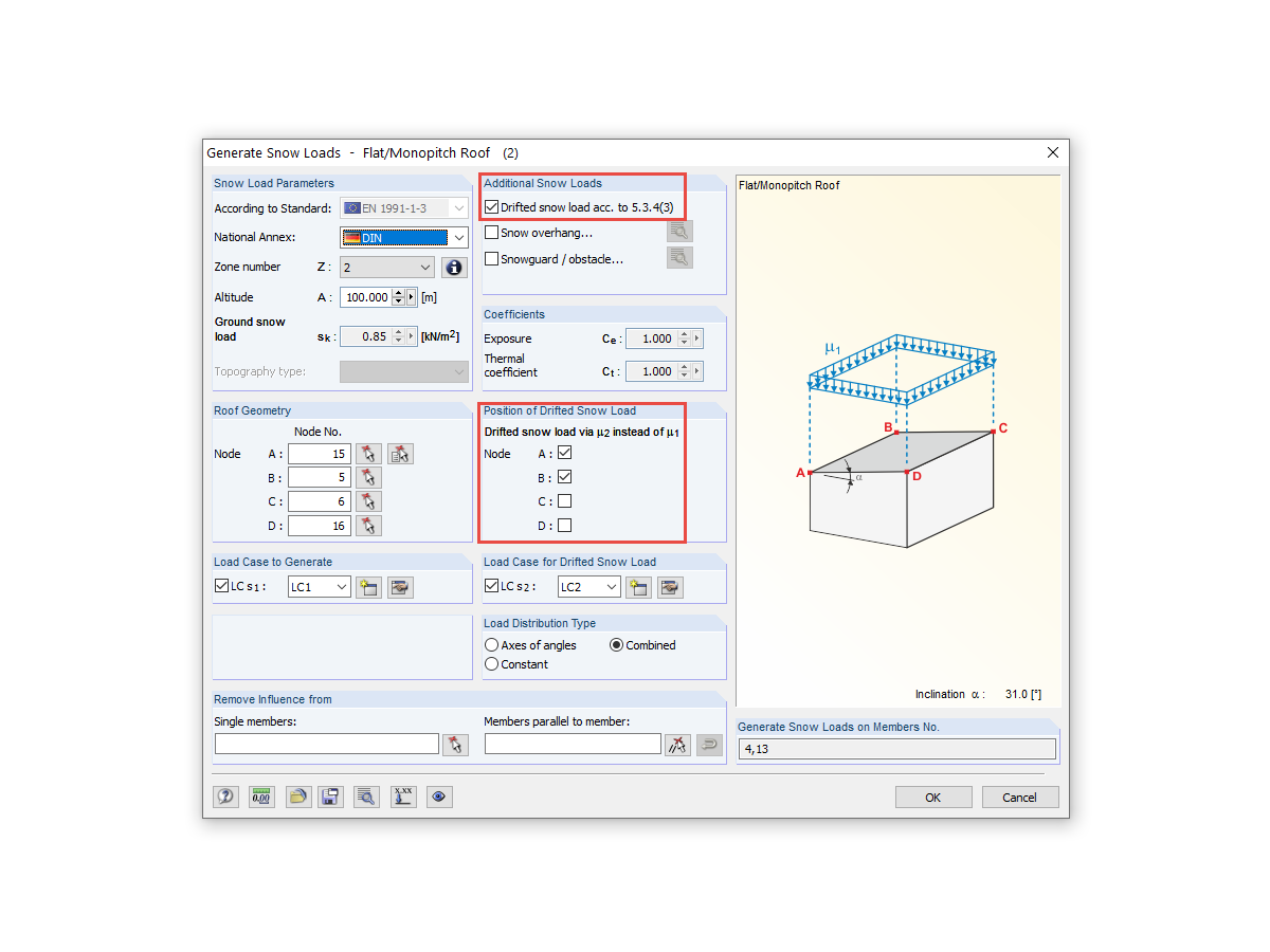 Generación de cargas de nieve
