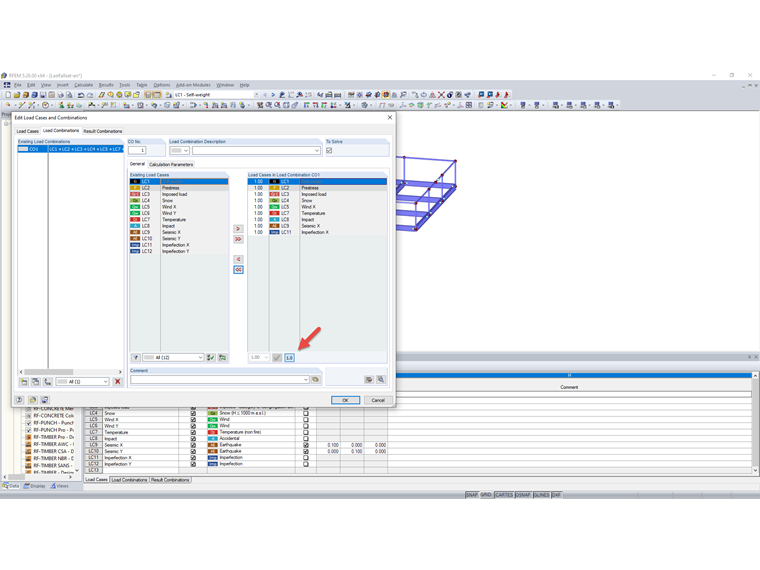 Configuración del factor de seguridad parcial 1.0