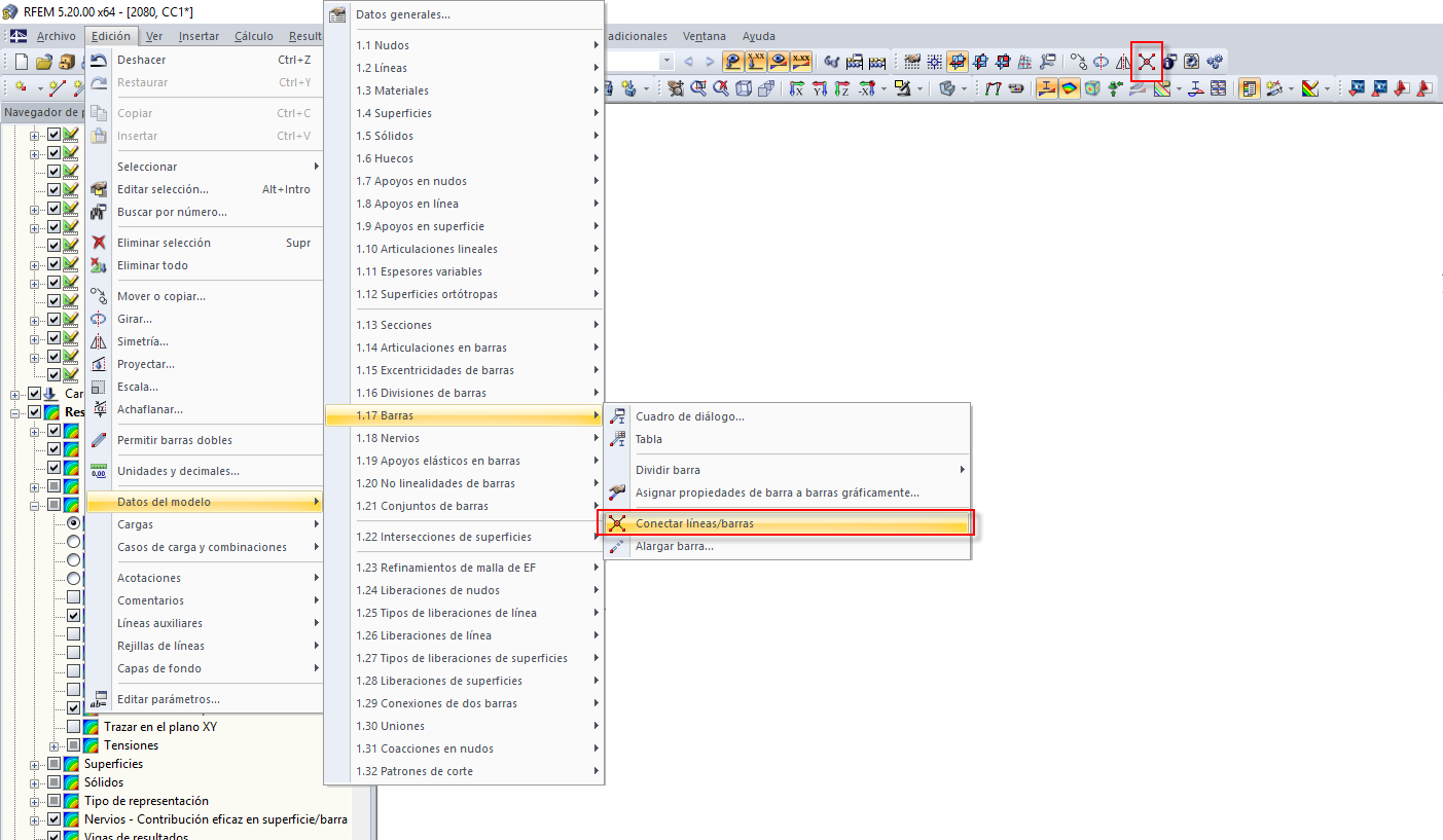 Conectar líneas/barras