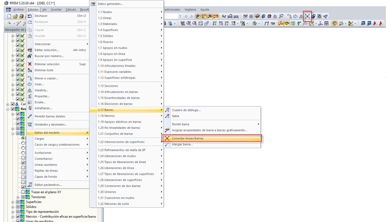 Conectar líneas/barras