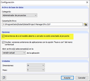 Cuadro de diálogo Administrador de proyectos "Opciones de programa"