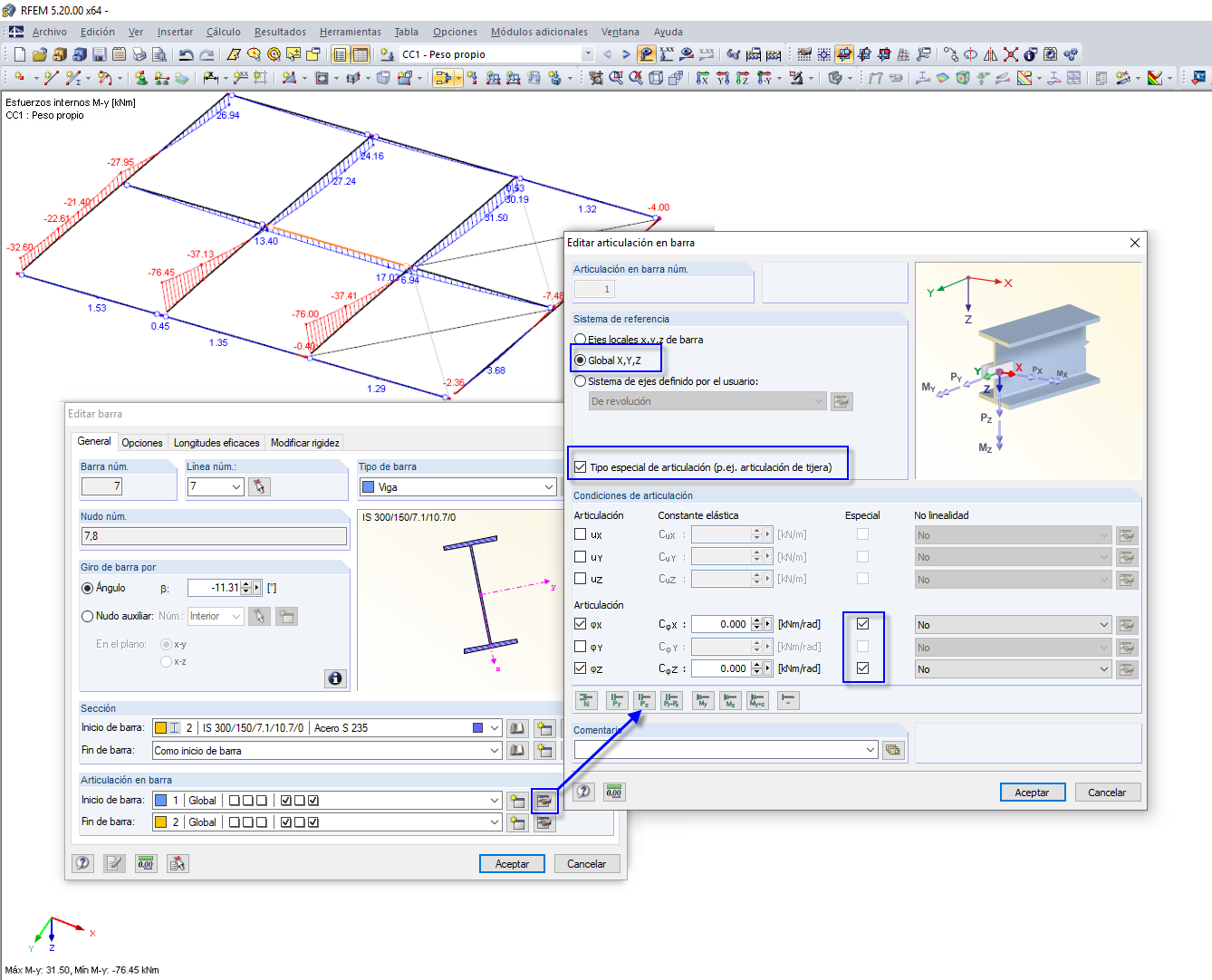 Articulación de tijera en RFEM