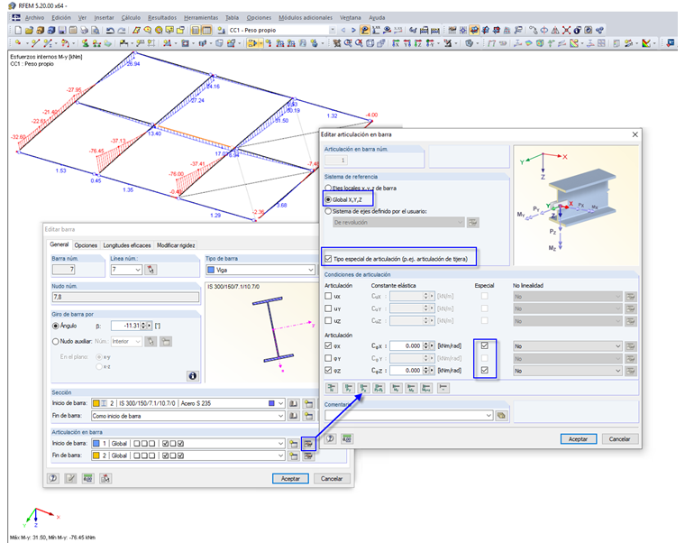 Articulación de tijera en RFEM