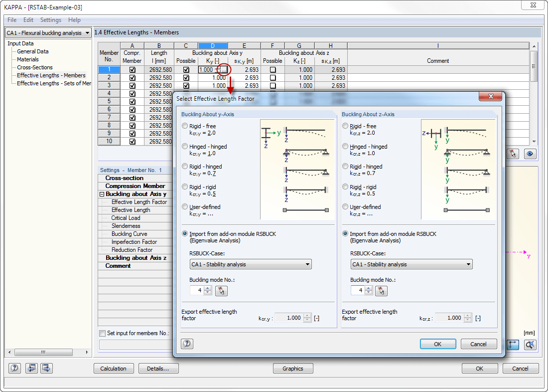 Seleccionar factor de longitud eficaz