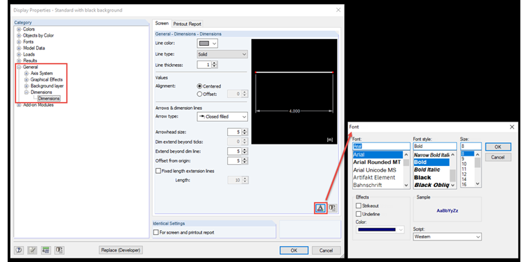 Cambio de visualización de dimensiones
