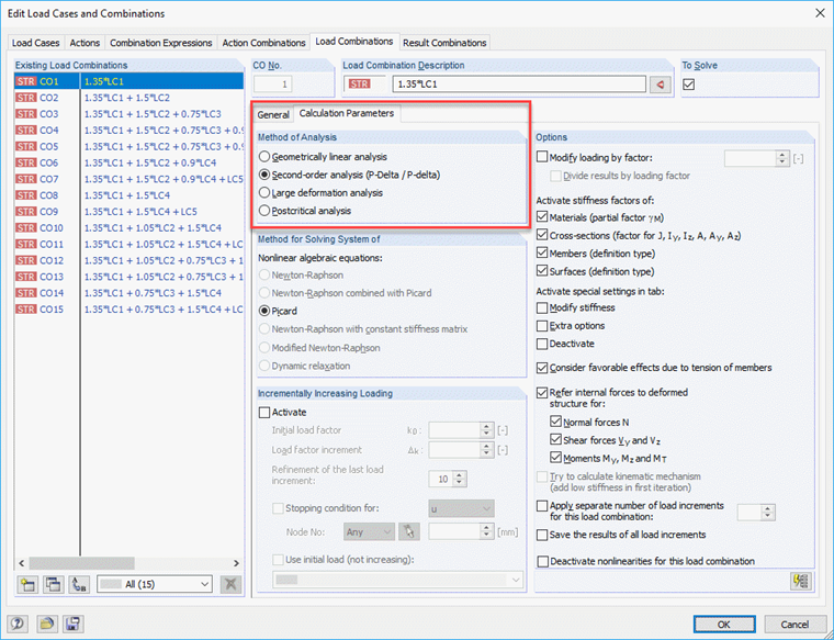 Combinación de cargas: Método de cálculo de la fijación
