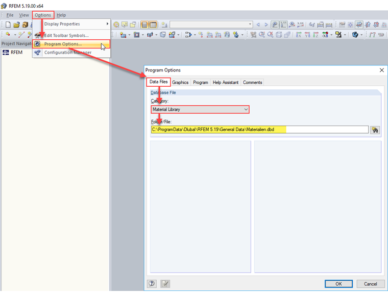 Ruta de la biblioteca de materiales