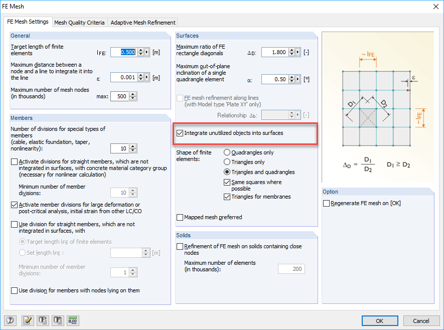 Cuadro de diálogo "Configuración de malla de EF"