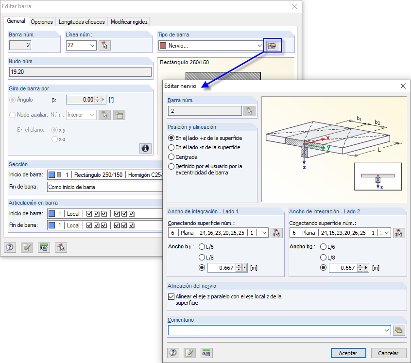 Nervio con anchos de integración