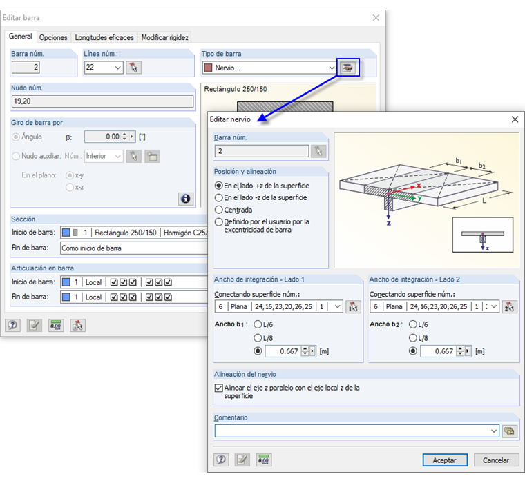 Nervio con anchos de integración