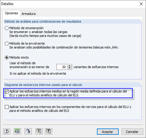 Configuración detallada en RF-CONCRETE Surfaces