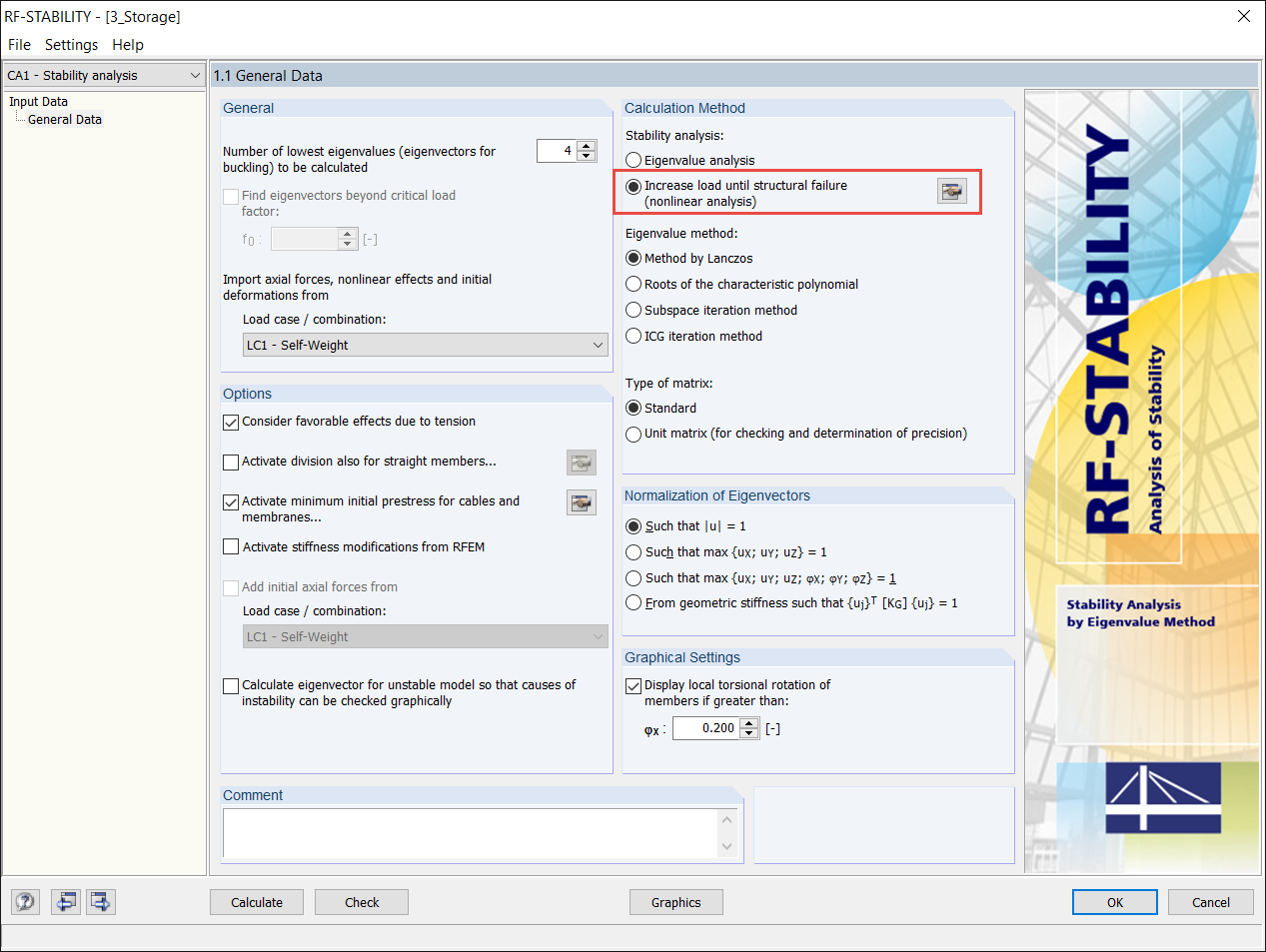 Cálculo no lineal en RF-STABILITY