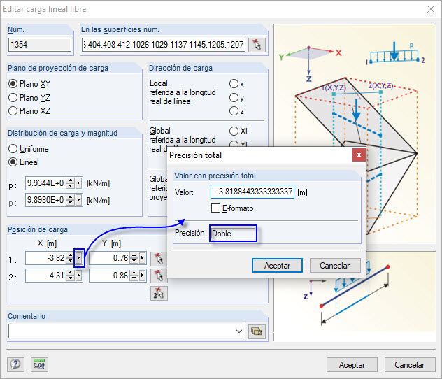 Precisión total para cargas libres