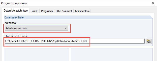 Pfad des Arbeitsverzeichnises