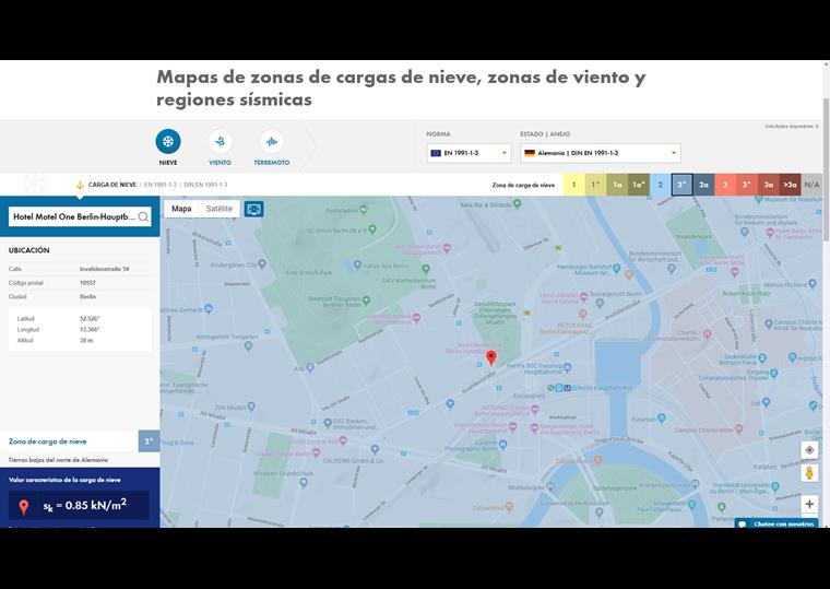 Búsqueda detallada de una ubicación para la determinación de la carga de nieve característica