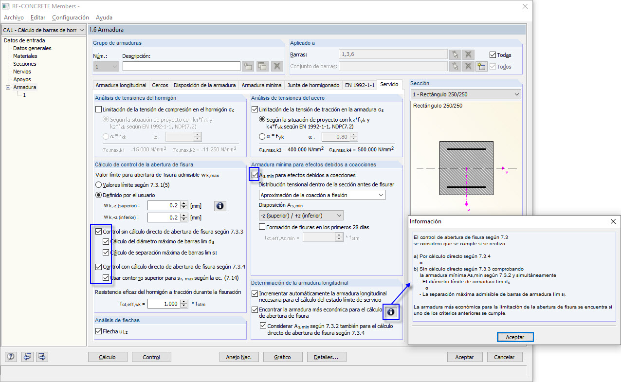 Ajustes para determinar la armadura longitudinal