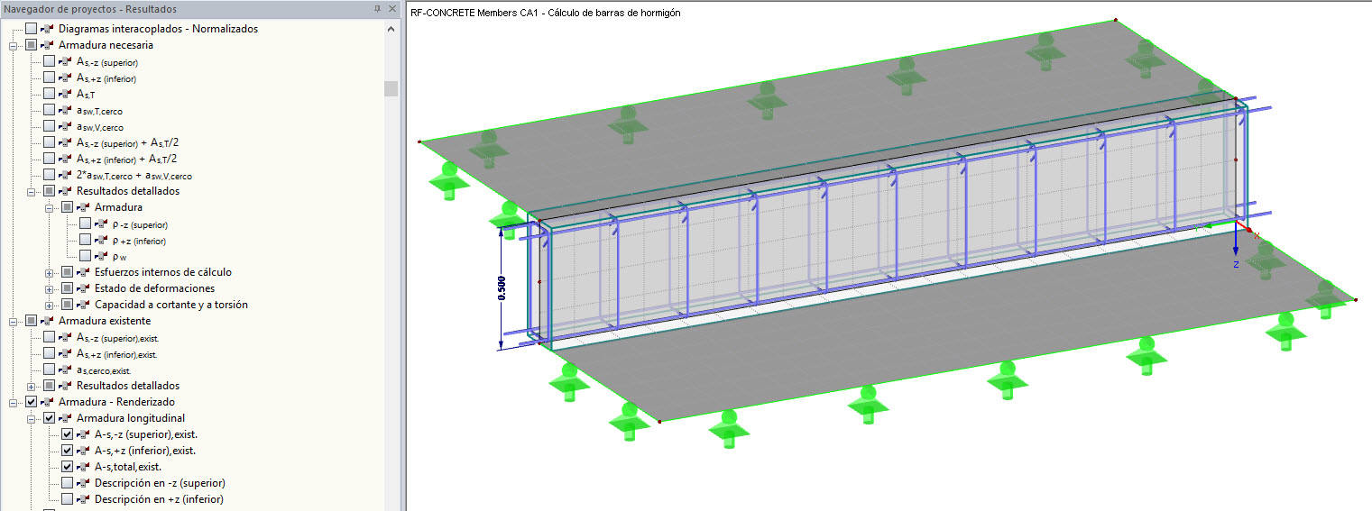 Visualización de la viga de resultados
