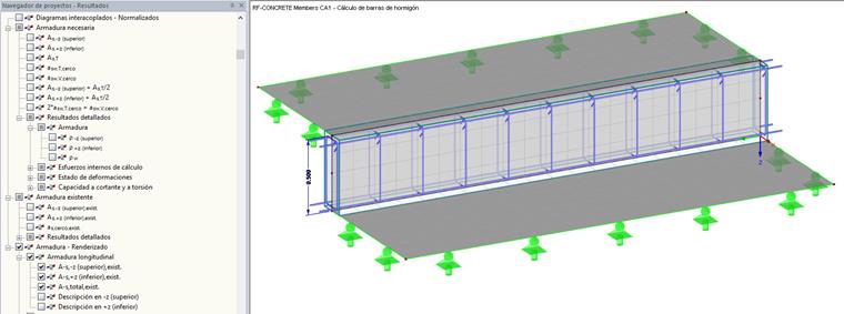 Visualización de la viga de resultados