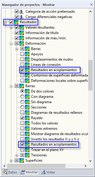Activar resultados en acoplamientos
