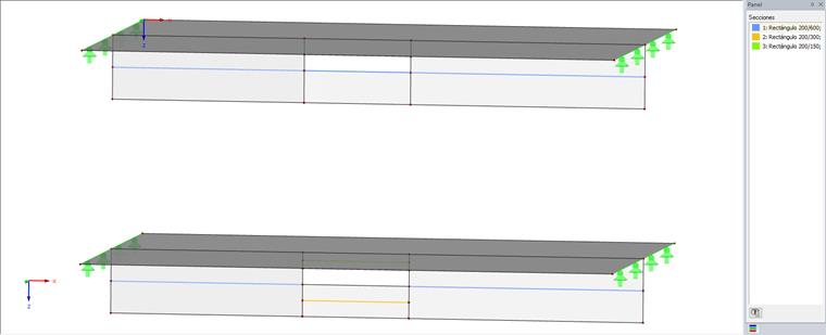 Disposición diferente de las vigas de resultados
