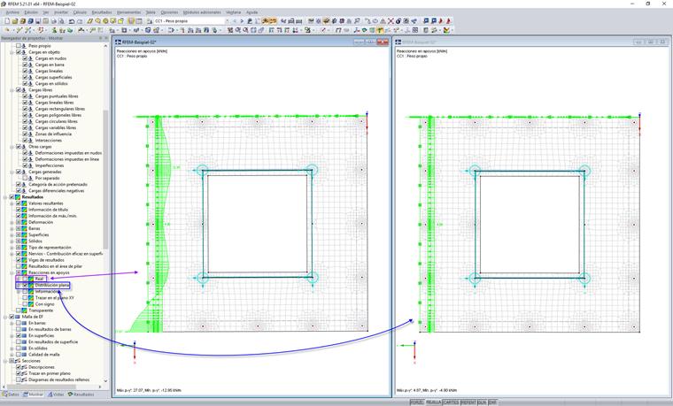 Selección de la distribución de las reacciones en el apoyo