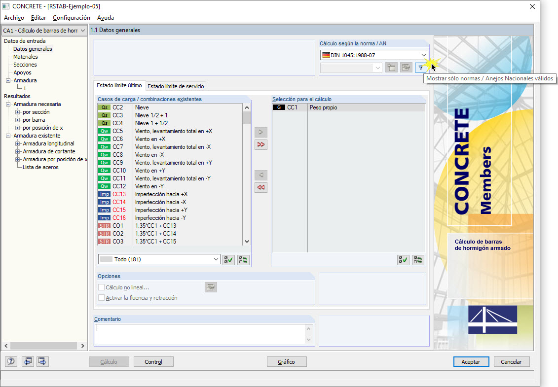 Filtro para normas disponibles