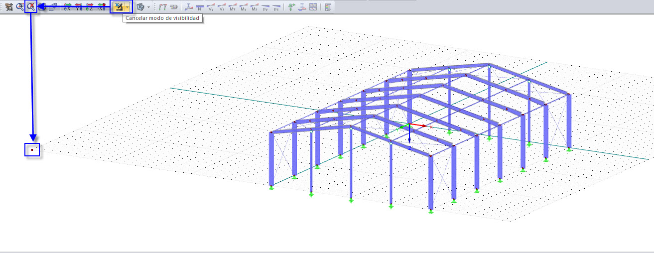 Funciones para "Cancelar modo de visibilidad" y "Mostrar todo el modelo"