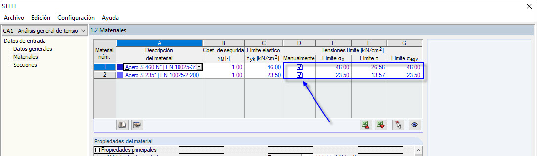 Ajustar las tensiones límite