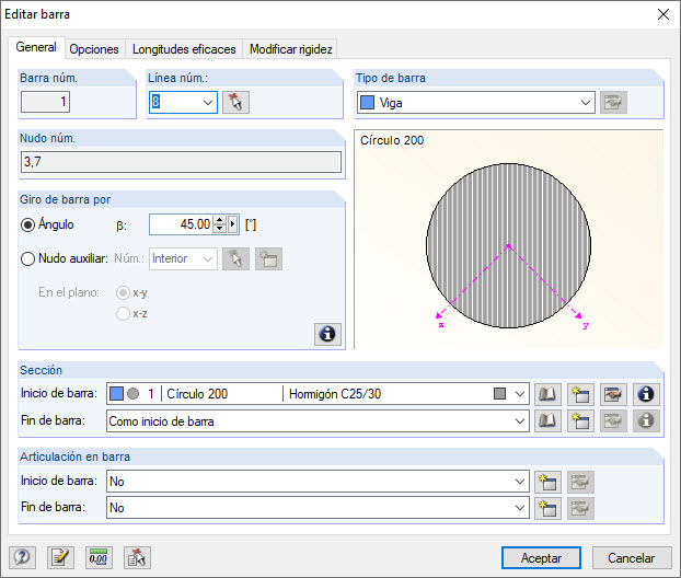 Definir ángulo de giro de barra