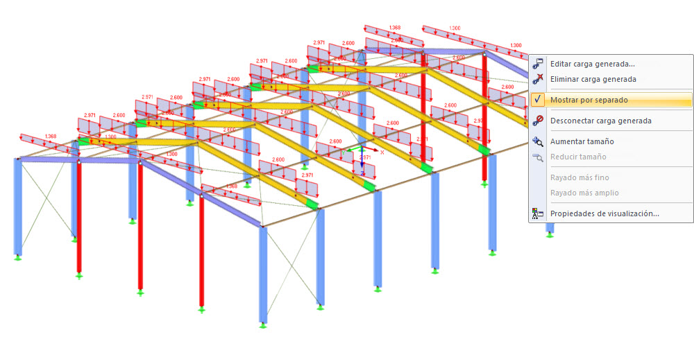 Mostrar carga generada por separado