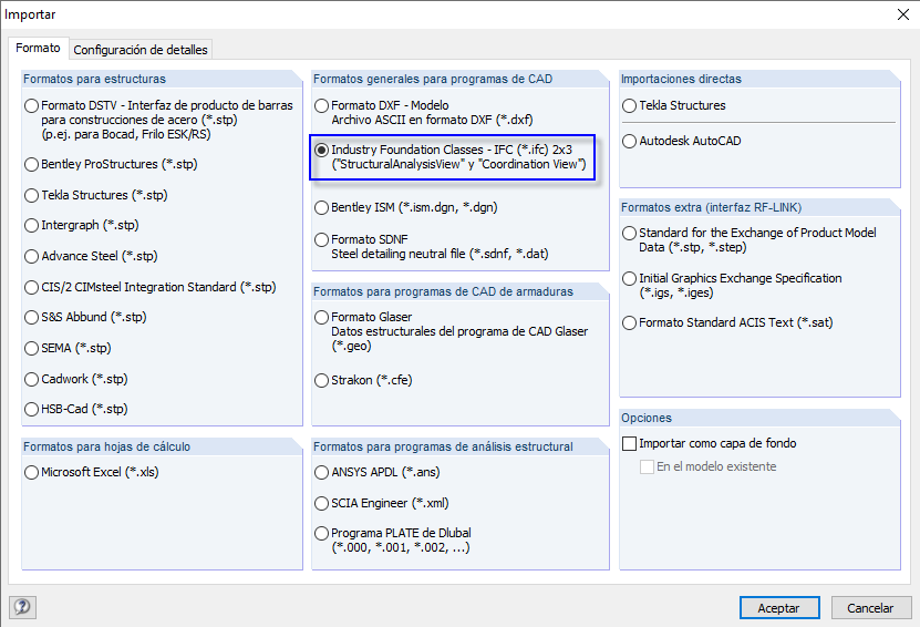 Importación del archivo IFC