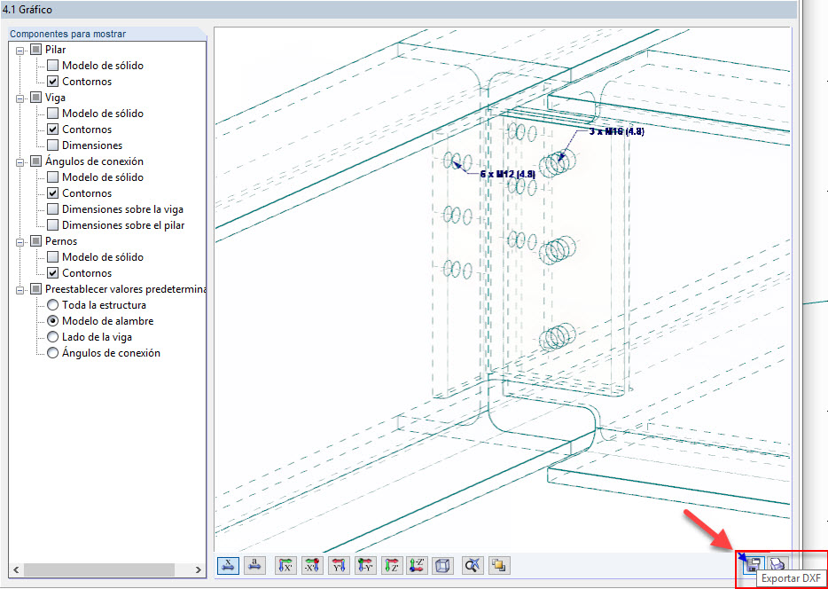 Botón "Exportar como DXF"