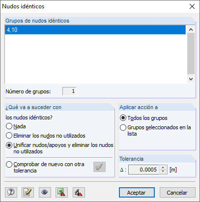 Comprobación del modelo para "Nudos idénticos"