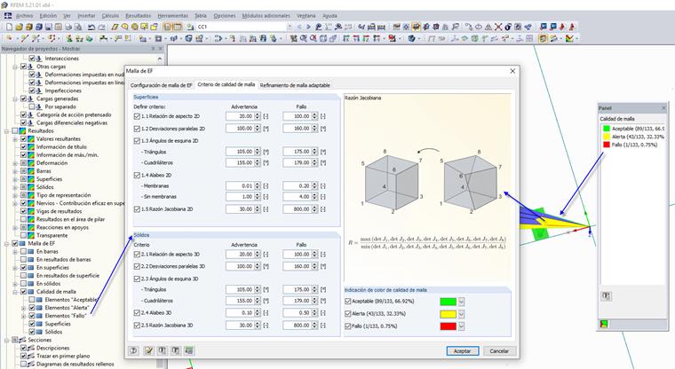 Comprobación del "Criterio de calidad de la malla"