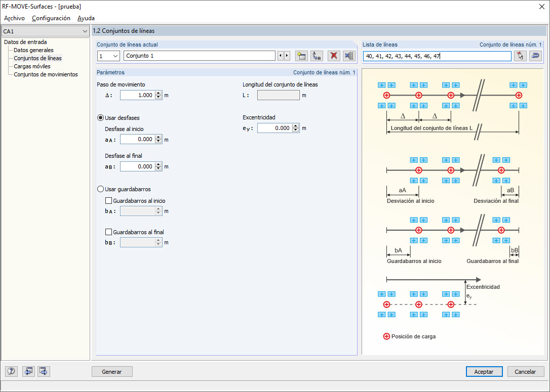 Crear cargas móviles en RF-MOVE Surfaces