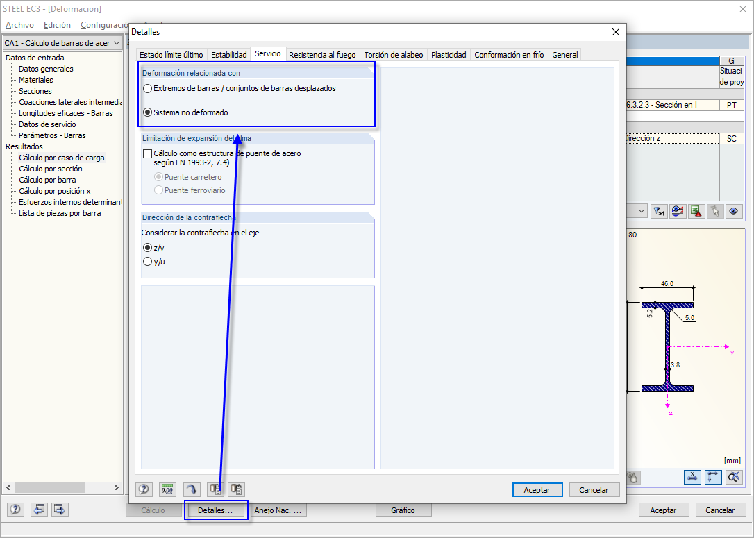 Opción "Deformación relacionada con"
