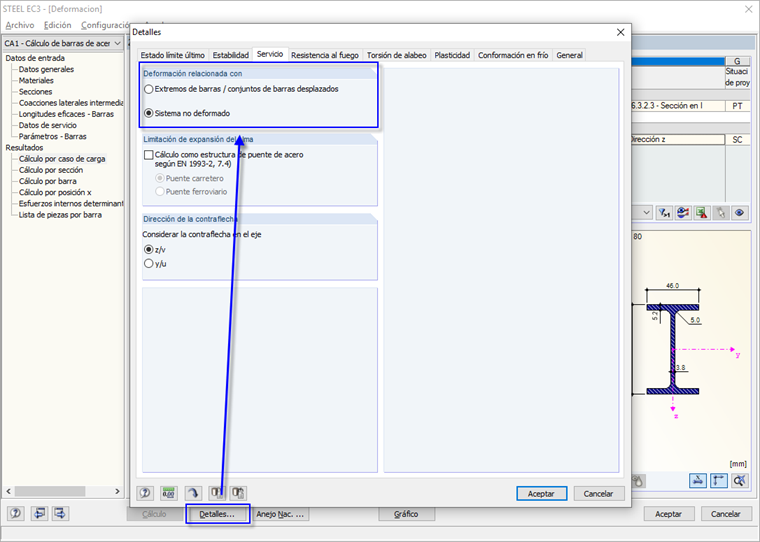 Opción "Deformación relacionada con"