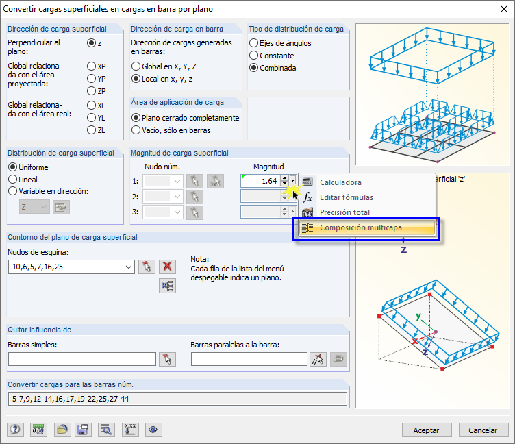 Crear una carga superficial desde una composición multicapa